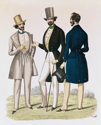 Placa de moda que representa ropa masculina, publicada por 